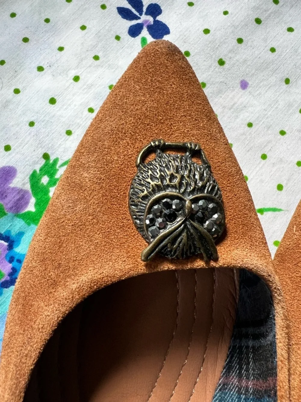 Brooks Brothers Suede Owl Pointed Toe Flats - 8